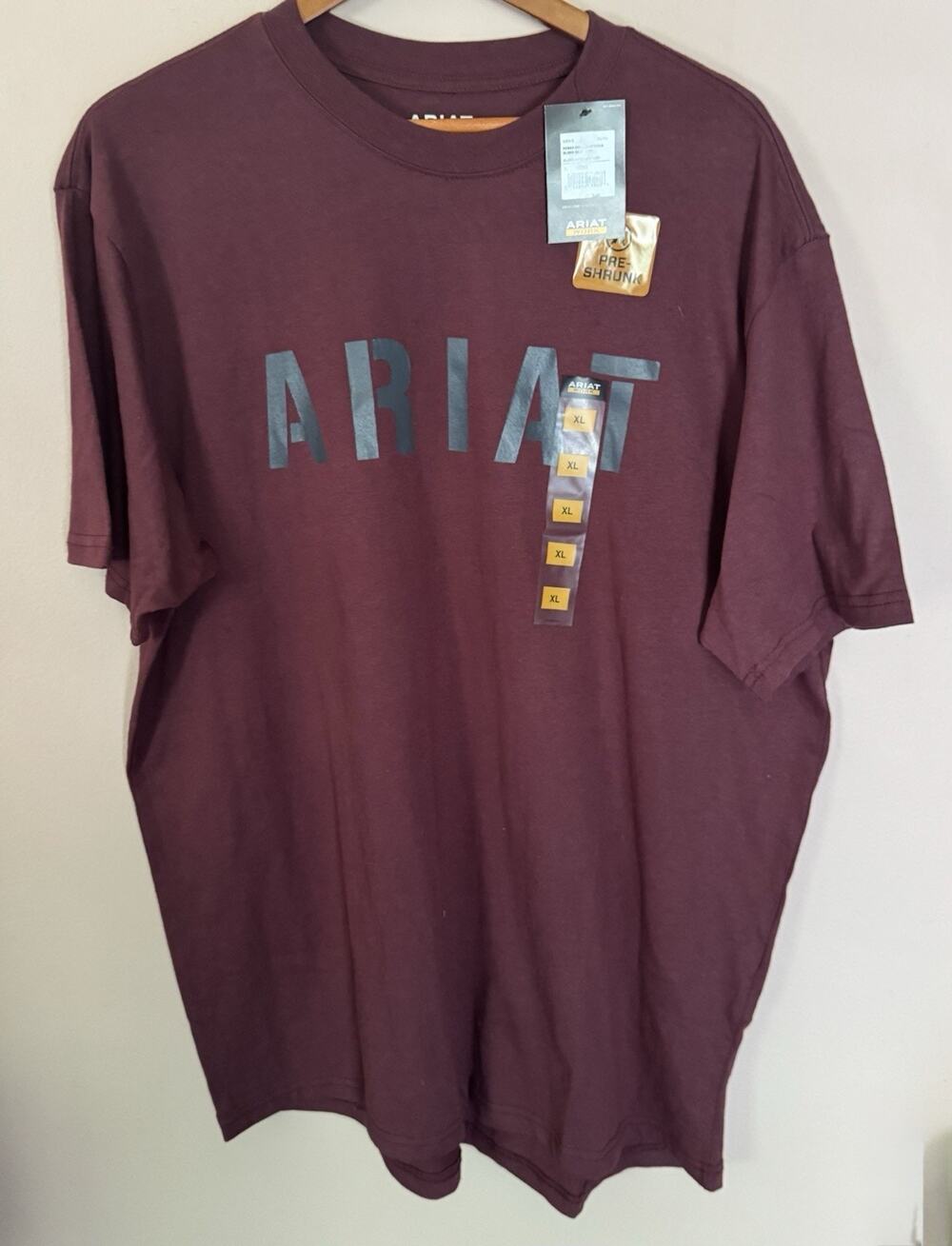 Ariat Rebar Cotton Strong T-Shirt Mens XL Burgundy Heather Workwear 10030289